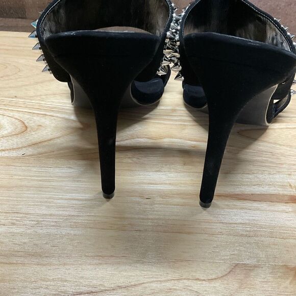 Steve Madden Radar Heels Sandals Black Silver Toned Studded Bands 4.5” Heels 8.5 - Picture 11 of 16